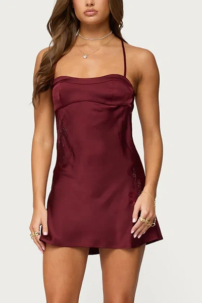Edikted Nalah Satin Minidress In Burgundy