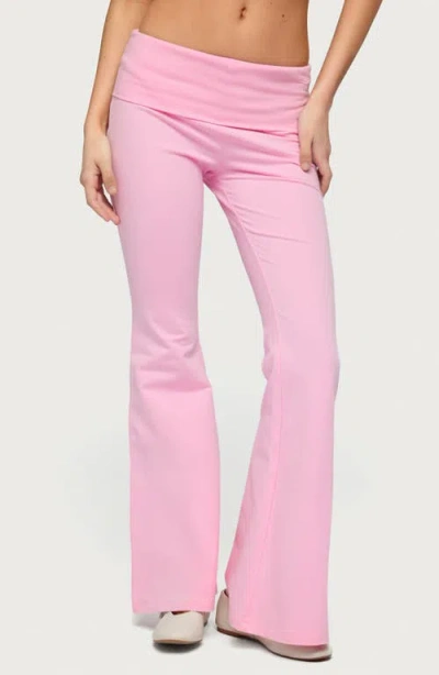 Edikted Naomi Foldover Flare Pants In Pink