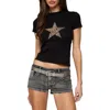 Edikted Narla Leopard Print Star Stretch Cotton T-shirt In Black