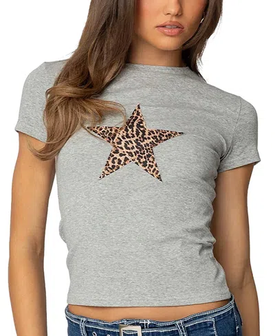 EDIKTED NARLA LEOPARD STAR T-SHIRT