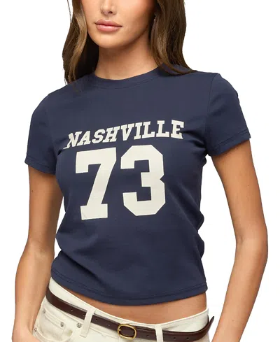 Edikted Nashville Cotton Graphic T-shirt In Blue