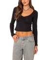 Edikted Nat Ruched Crop Top In Black