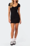 Edikted Natelie Cap Sleeve Minidress In Black