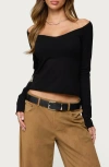 Edikted Nattie Boat Neck Top In Black