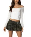 Edikted Rosanne Off The Shoulder Long Sleeve Top In White