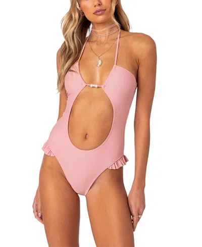 Edikted Nea Cut Out One Piece Swimsuit In Pink