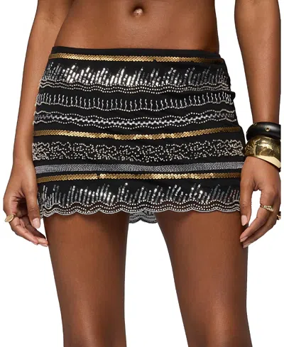 Edikted Neah Mixed Sequin Mini Skirt In Multi
