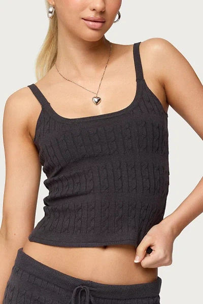 Edikted Nella Cable Knit Tank Top In Dark/gray, Women's At Urban Outfitters