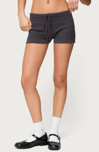 Edikted Nella Cable Stitch Shorts In Gray