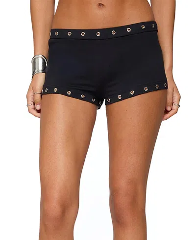 Edikted Neriah Grommet Micro Shorts In Black