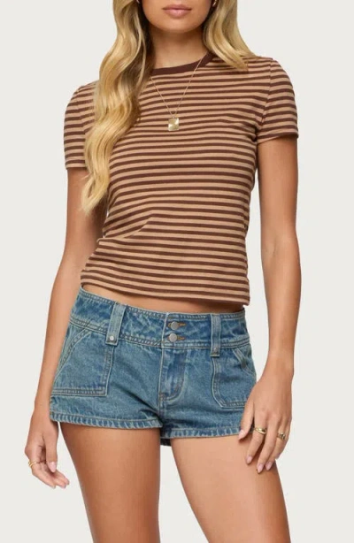 Edikted Nessie Striped T Shirt In Brown