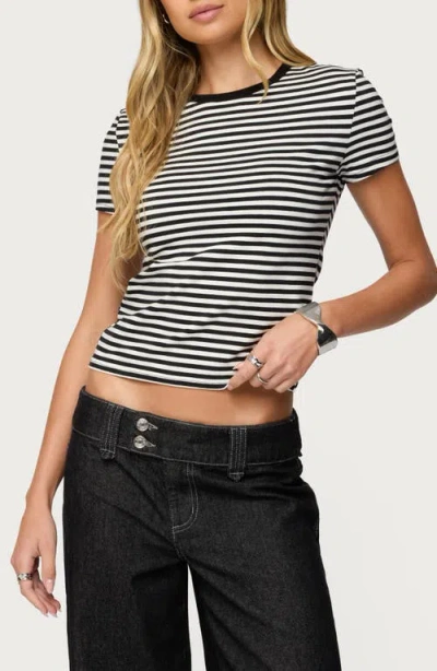 Edikted Nessie Stripe T-shirt In Black