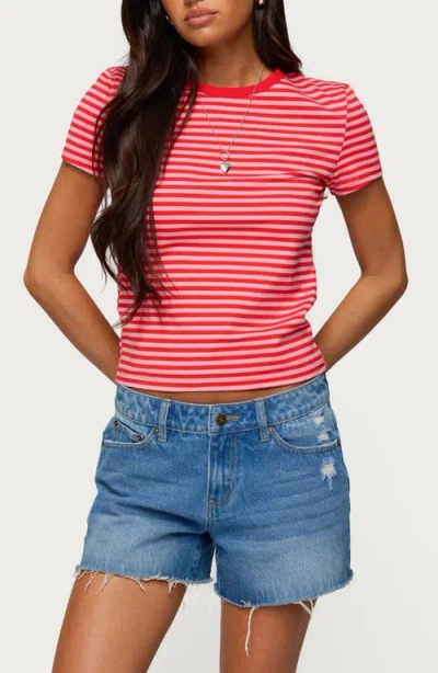 Edikted Nessie Stripe T-shirt In Pink