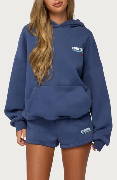Edikted New York Graphic Hoodie In Blue