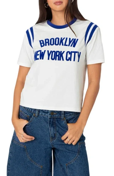 Edikted New Yorker Stretch Cotton Blend Graphic T-shirt In White