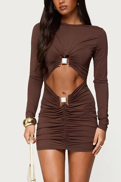 Edikted Nia Cutout Pendant Mini Dress In Brown, Women's At Urban Outfitters