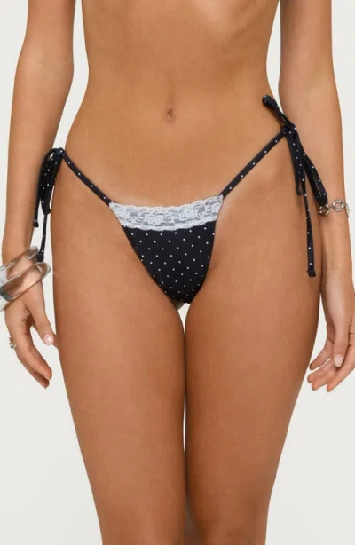 Edikted Nicca Polka Dot String Bikini Bottoms In Black