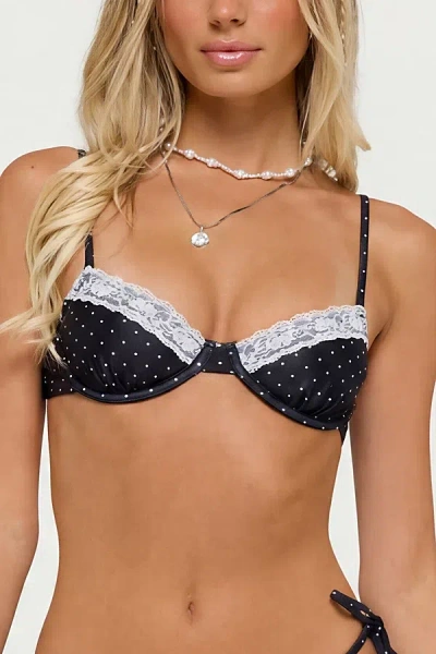 Edikted Nicci Polka Dot Cupped Bikini Top In Black/and/white, Women's At Urban Outfitters