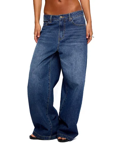 Edikted Nichol Low Rise Baggy Jeans In Blue