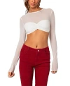 Edikted Women's Night Out Sheer Crop Top In White