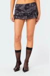 EDIKTED NIGHTLIFE PRINT RUFFLE MINISKIRT