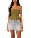 Edikted Niki Openwork Strapless Top In Olive