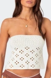 EDIKTED EDIKTED NIKI CROCHET TIE BACK STRAPLESS TOP