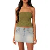 Edikted Niki Openwork Strapless Top In Olive