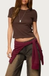Edikted Nikkey Crop Cotton Blend T-shirt In Brown