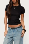 Edikted Nikkey Semisheer Crop T-shirt In Black