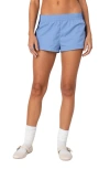 Edikted Nikki Stripe Nylon Shorts In Blue