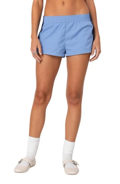Edikted Nikki Stripe Nylon Shorts In Blue