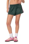 Edikted Nikki Stripe Nylon Shorts In Dark-green