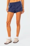 Edikted Nikki Stripe Nylon Shorts In Navy