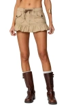 Edikted Ninna Cotton Peplum Miniskirt In Tan