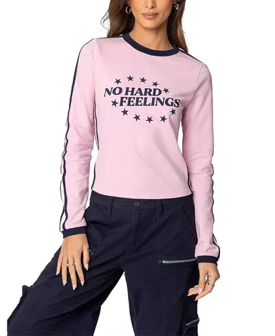 Edikted No Hard Feelings Graphic T-shirt In Pink