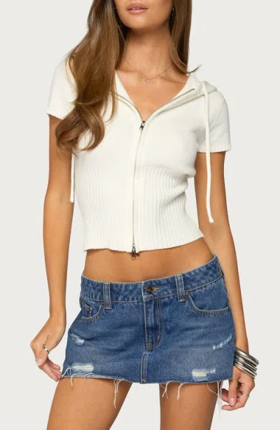 Edikted Noelani Hooded Knit Top In White