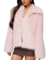 Edikted Noelle Oversized Faux Fur Jacket In Pink