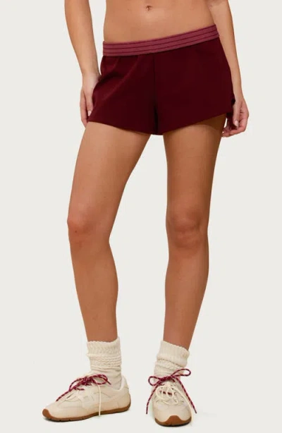 Edikted Noemi Stripe Foldover Shorts In Red