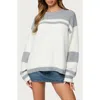 Edikted Nogah Stripey Oversized Sweater In White