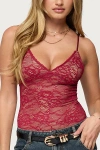 Edikted Lace Bodysuit In Red