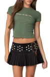 Edikted Nothing To See Here Crop Baby Tee In Olive