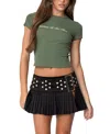 Edikted Nothing To See Here Crop Baby Tee In Olive