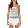 Edikted Nox Stripe Crop Knit Tube Top In Blue-and-white