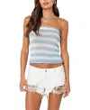 Edikted Nox Stripe Crop Knit Tube Top In Blue And White