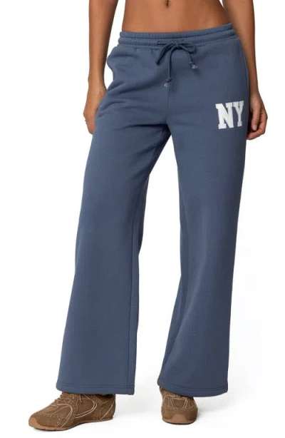Edikted Ny Wide Leg Sweatpants In Blue