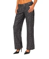 Edikted Nyah Sequin Low Rise Wide Leg Jeans In Black