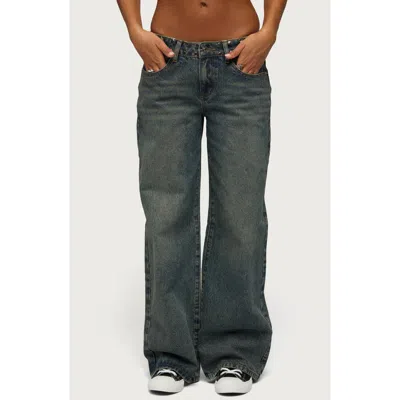 Edikted Nyc Studded Low Rise Baggy Jeans In Blue