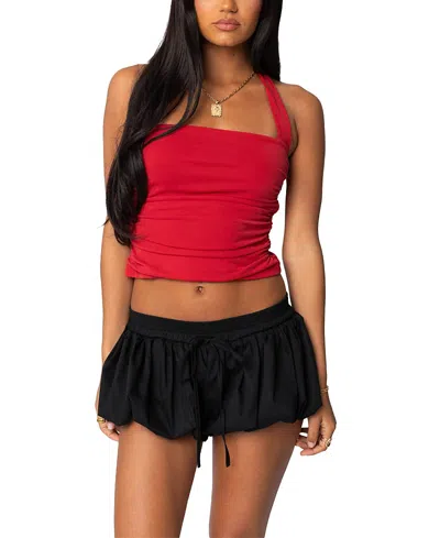 Edikted Nyrah Straight Neck Halter Top In Red
