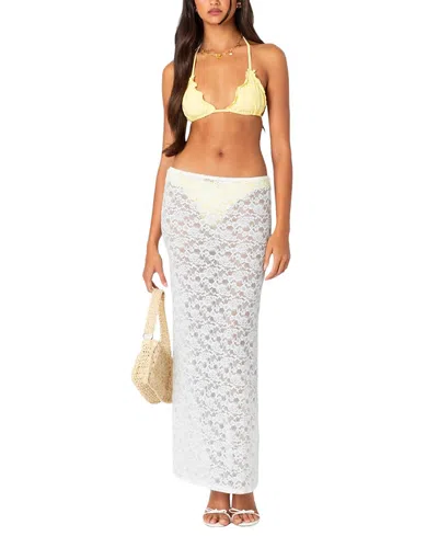 Edikted Oceana Sheer Lace Maxi Skirt In White